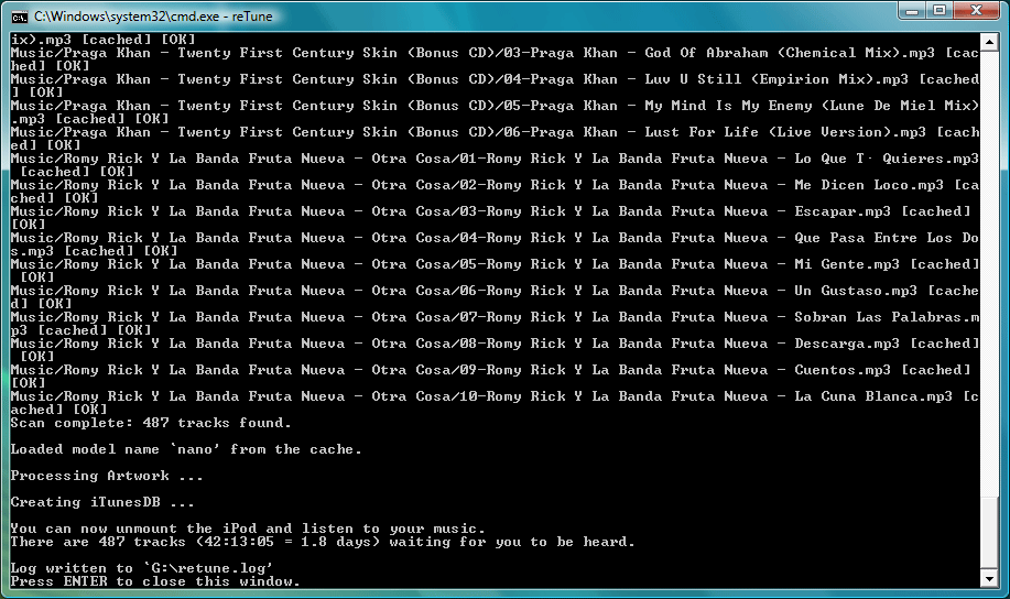 iPod before disconnect - reTune