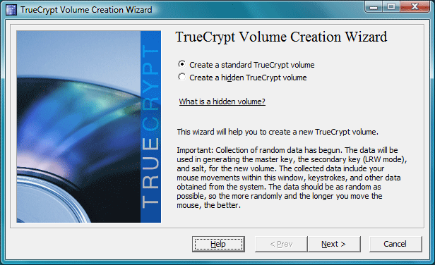 TrueCrypt Wizard Start