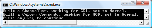 Factory Method Test Case Output