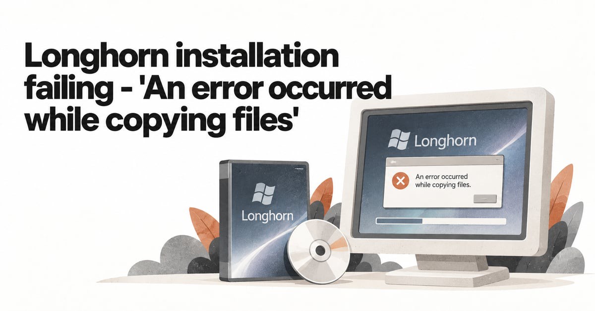 Longhorn Installation Failing: 'An Error Occurred While Copying Files'