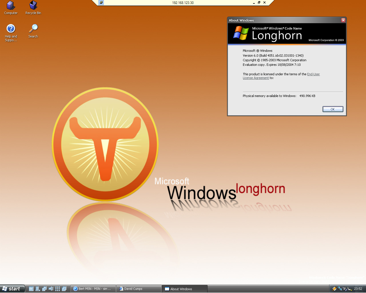Longhorn desktop