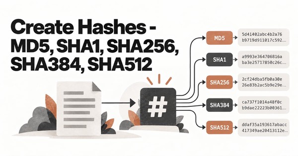 Create Hashes: MD5, SHA1, SHA256, SHA384, SHA512