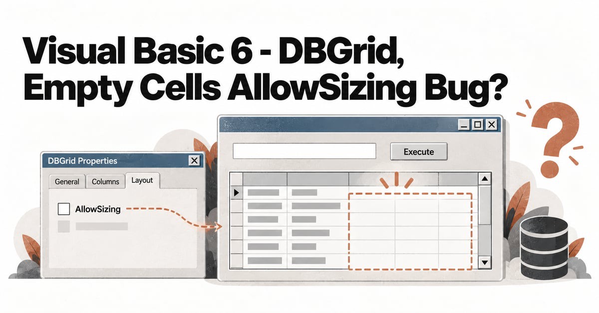Visual Basic 6 DBGrid: Empty Cells AllowSizing Bug?