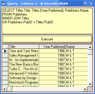 DBGrid showing the query results