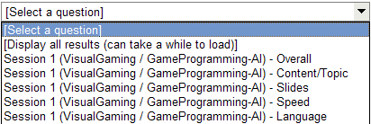 Question dropdown listing the five questions of a matrix