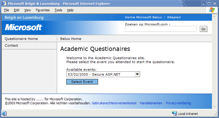 Survey overview page in the Microsoft layout