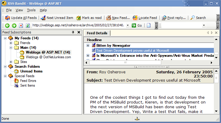 Reading blogs in RSS Bandit