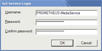 Set Service Login dialog during installation