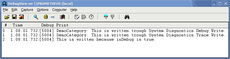 DebugView Output