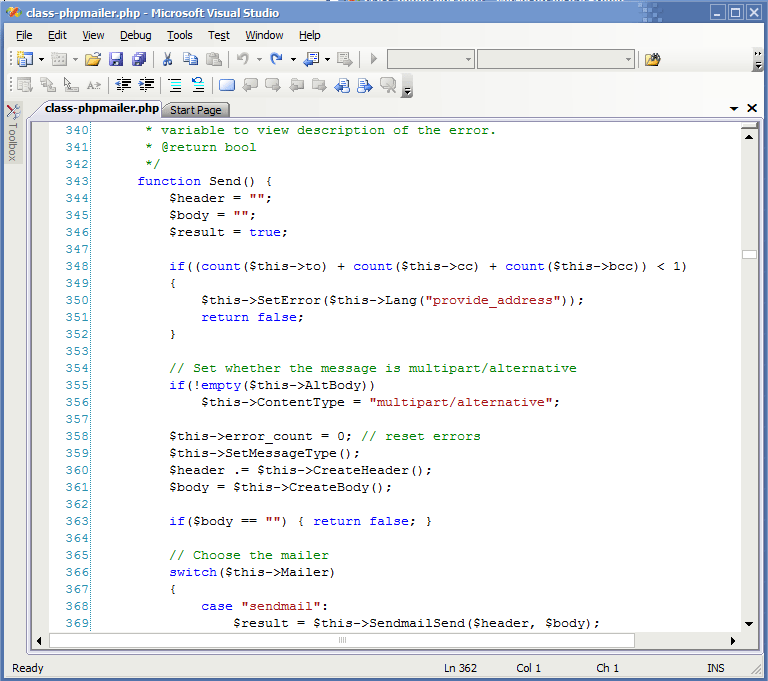 Visual Studio 2008 - PHP