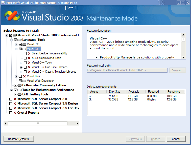 Visual Studio 2008 - Setup C++