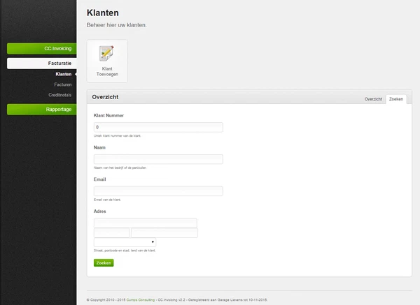 CC.Invoicing screenshot