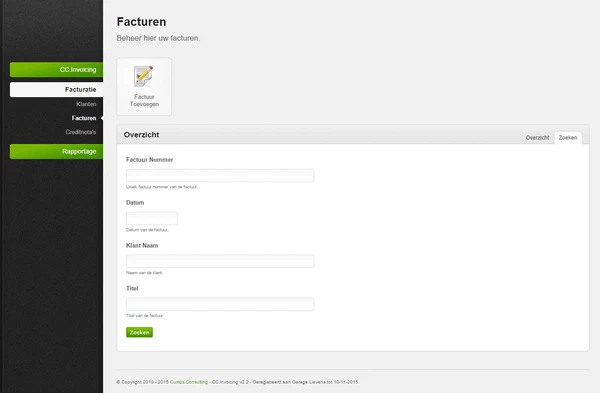 CC.Invoicing screenshot